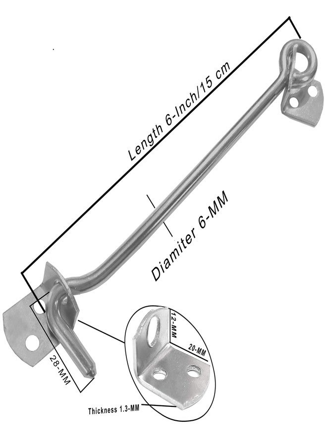 أتلانتيك خطاف باب/خطاف نافذة/مزلاج نافذة من الفولاذ المقاوم للصدأ من أتلانتيك للمنازل والمكاتب والفنادق والمراكز التجارية (6 بوصة × 6 مم، لمسة نهائية غير لامعة، عبوة من 12 قطعة) - Image 2